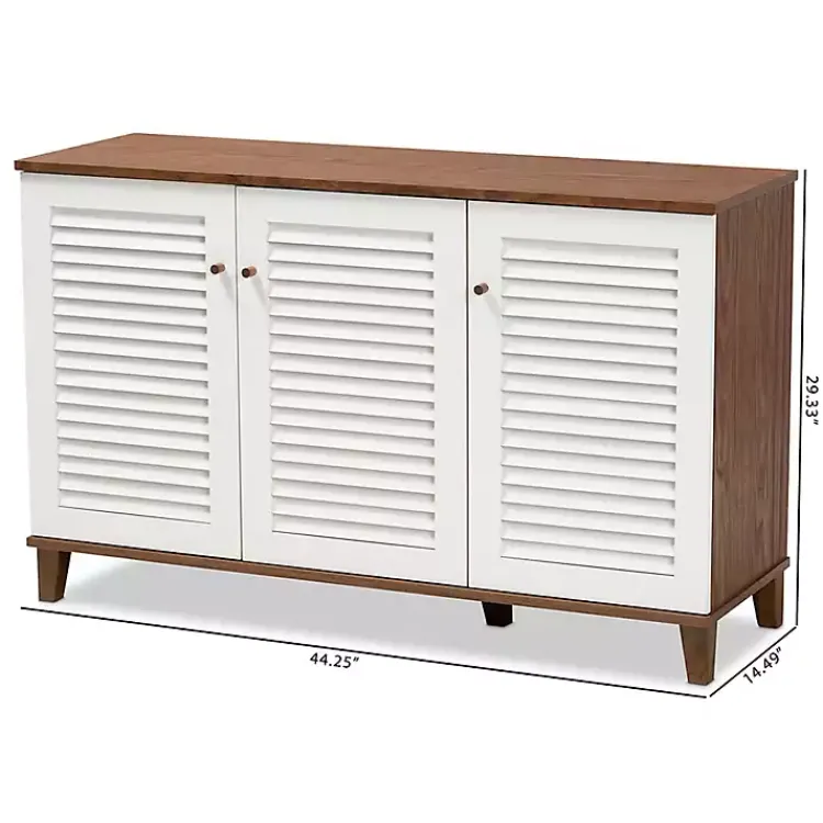 Entryway Furniture-Kirklands Home Collier Two-Tone 3-Door Shoe Storage Cabinet