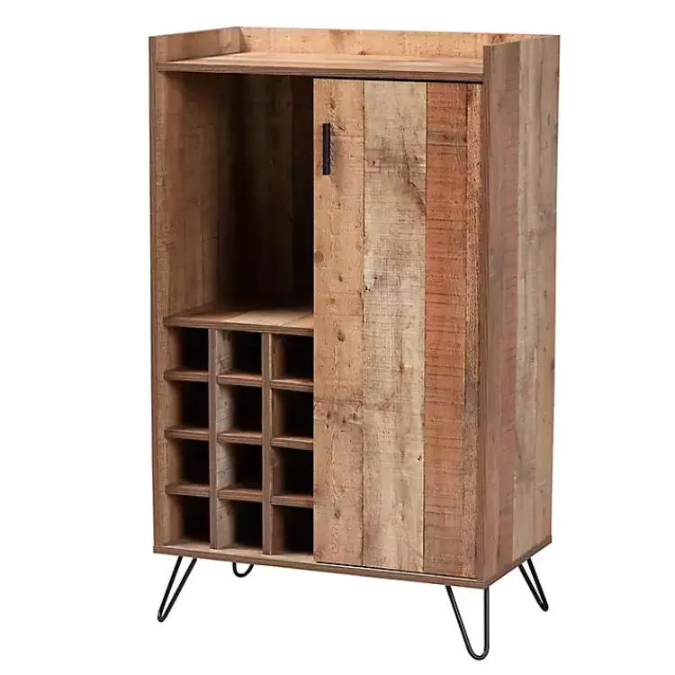 Cabinets & Sideboards-Kirklands Home Rustic Hairpin Wine Cabinet Brown