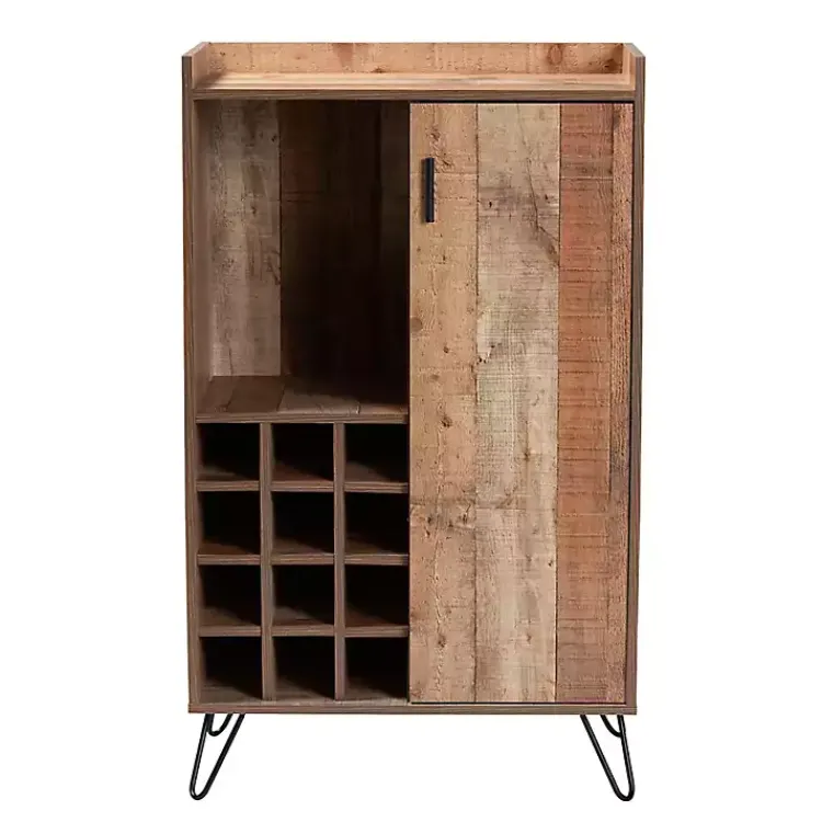 Cabinets & Sideboards-Kirklands Home Rustic Hairpin Wine Cabinet Brown