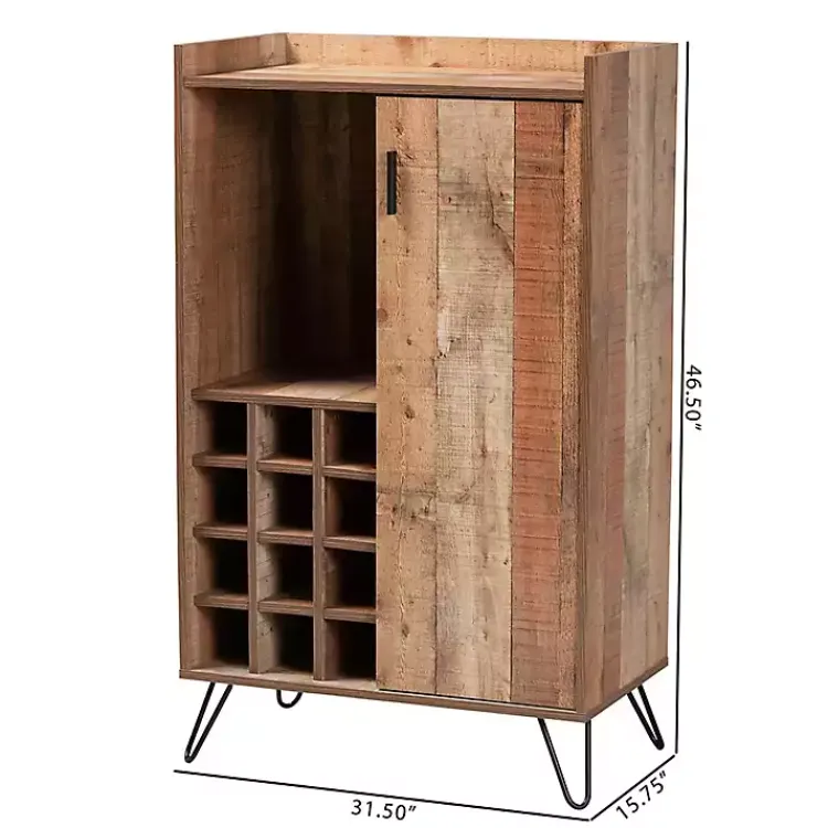 Cabinets & Sideboards-Kirklands Home Rustic Hairpin Wine Cabinet Brown