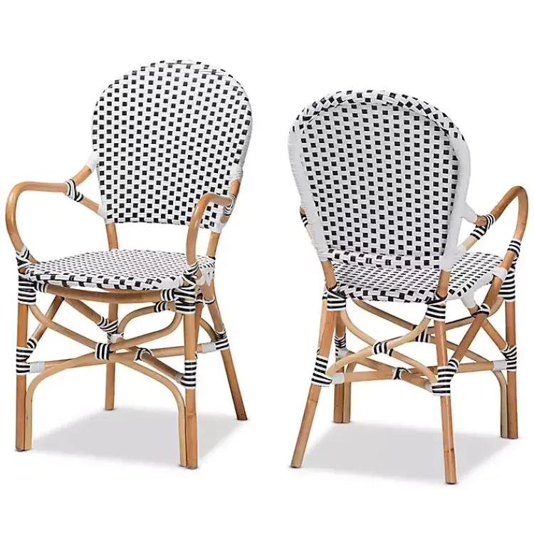 Dining Chairs-Kirklands Home Black and White Woven Dining Chairs, Set of 2