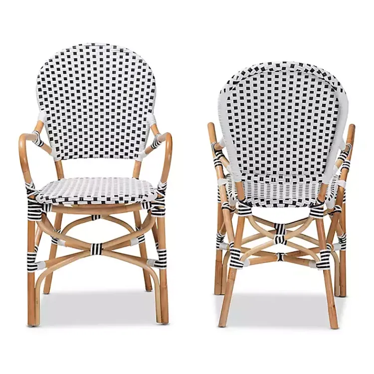 Dining Chairs-Kirklands Home Black and White Woven Dining Chairs, Set of 2