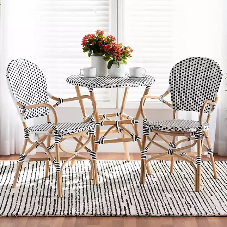 Dining Chairs-Kirklands Home Black and White Woven Dining Chairs, Set of 2