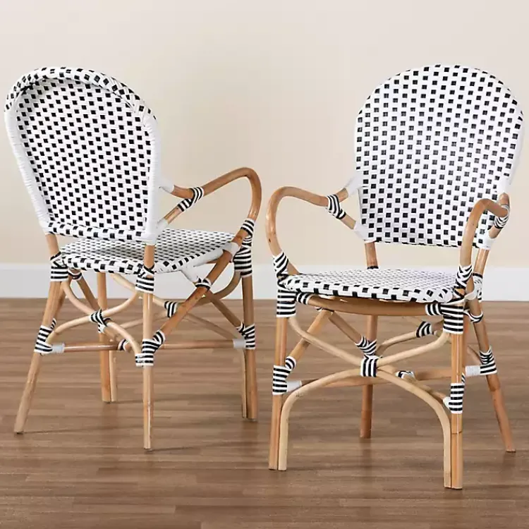 Dining Chairs-Kirklands Home Black and White Woven Dining Chairs, Set of 2