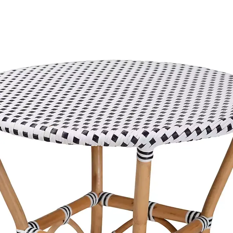 Dining Tables-Kirklands Home Black Woven Rattan French Bistro Dining Table