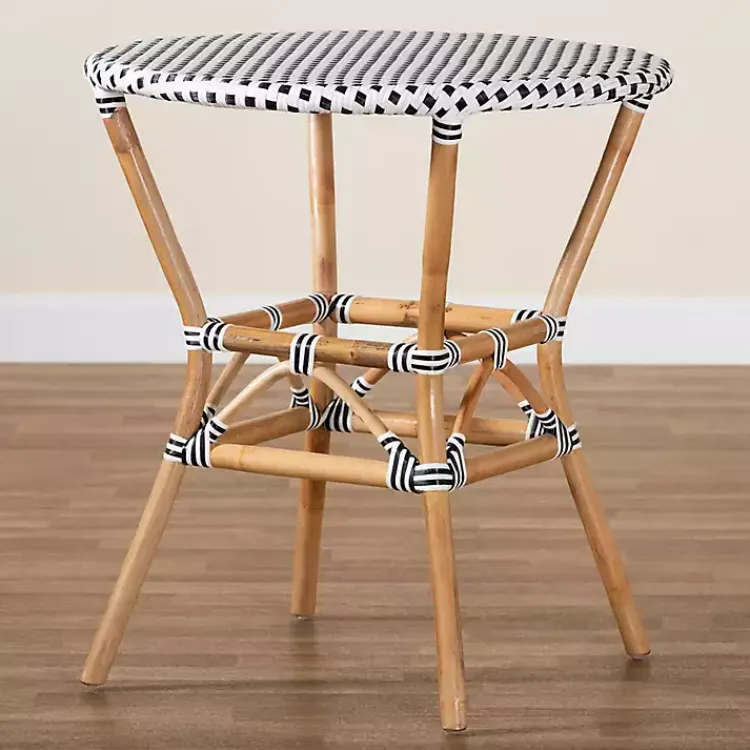 Dining Tables-Kirklands Home Black Woven Rattan French Bistro Dining Table