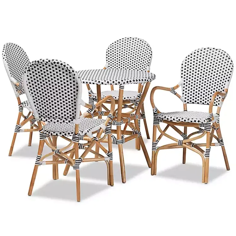 Dining Sets-Kirklands Home Black and White Woven 5-pc. Dining Set