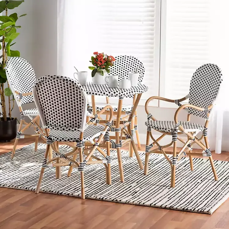 Dining Sets-Kirklands Home Black and White Woven 5-pc. Dining Set