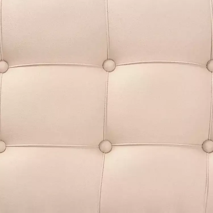 Benches & Ottomans-Kirklands Home Beige Button Tufted Bench with Mirrored Base Tan