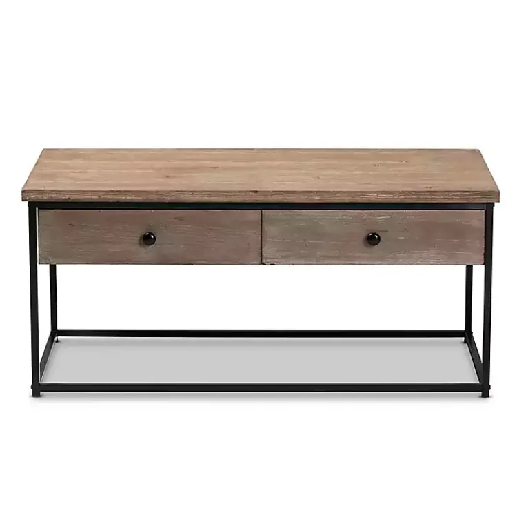 Coffee Tables-Kirklands Home Wood and Metal 2-Drawer Coffee Table Brown