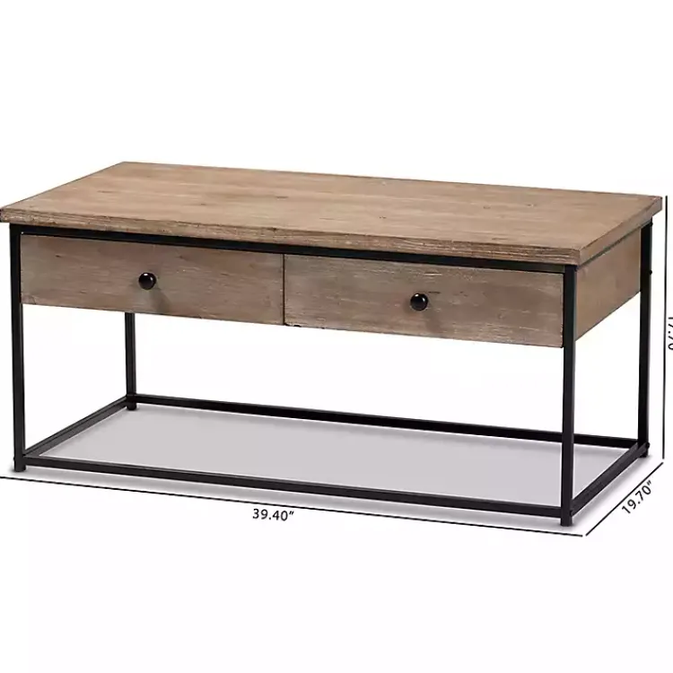 Coffee Tables-Kirklands Home Wood and Metal 2-Drawer Coffee Table Brown