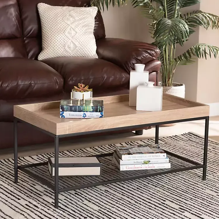 Coffee Tables-Kirklands Home Wood Raised Edge Coffee Table Brown