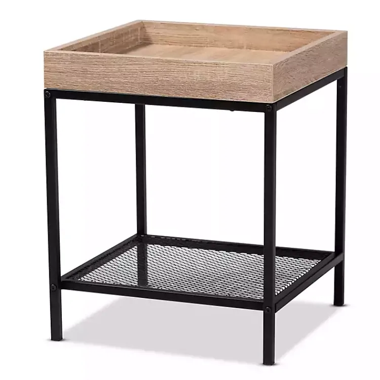 Accent & End Tables-Kirklands Home Wood Raised Edge Side Table Brown