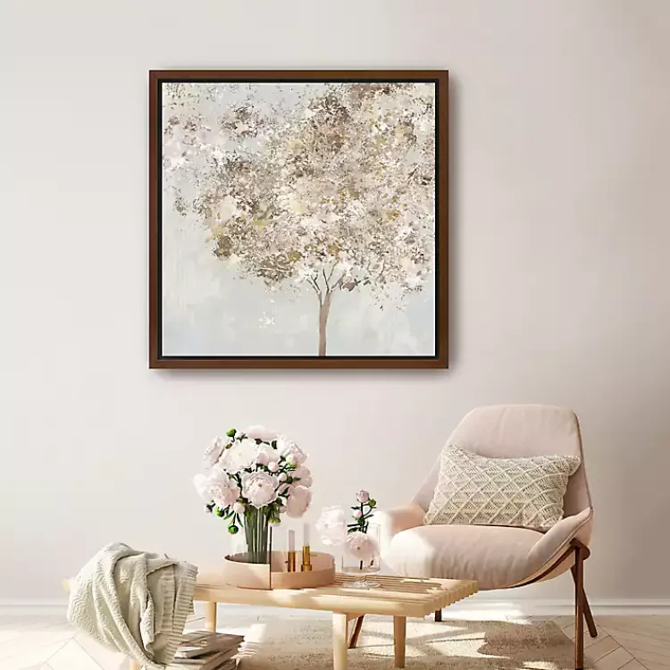 Framed Art-Kirklands Home Gold Shimmering Tree Framed Canvas Art Print