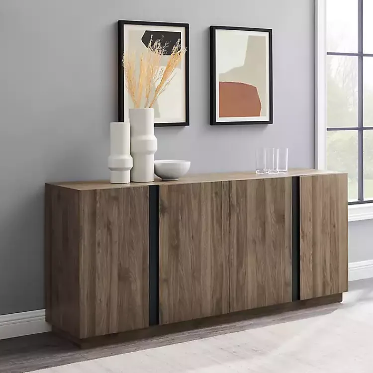 Cabinets & Sideboards-Kirklands Home Gray Brown Modern 2-Door Sideboard