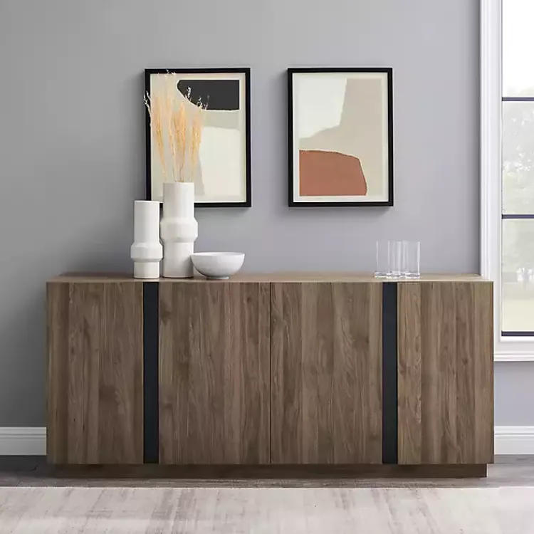 Cabinets & Sideboards-Kirklands Home Gray Brown Modern 2-Door Sideboard