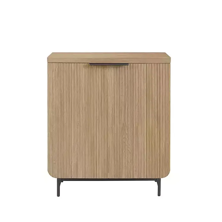 Cabinets & Sideboards-Kirklands Home Natural Fluted Wood Scandinavian Cabinet Tan