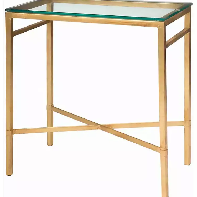Accent & End Tables-Kirklands Home Gold Metal and Glass Side Table