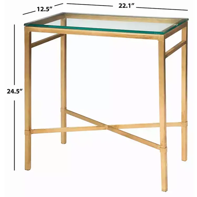 Accent & End Tables-Kirklands Home Gold Metal and Glass Side Table