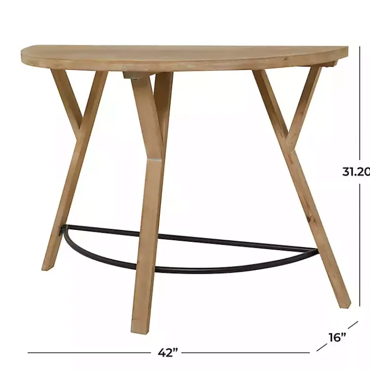 Console Tables-Kirklands Home Wood Half Round Console Table Brown