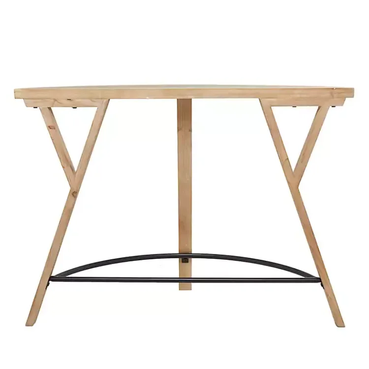 Console Tables-Kirklands Home Wood Half Round Console Table Brown