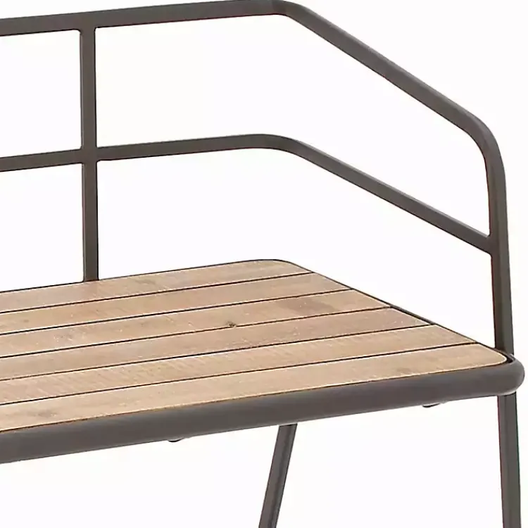 Benches & Ottomans-Kirklands Home Black Iron and Wooden Seat Industrial Bench