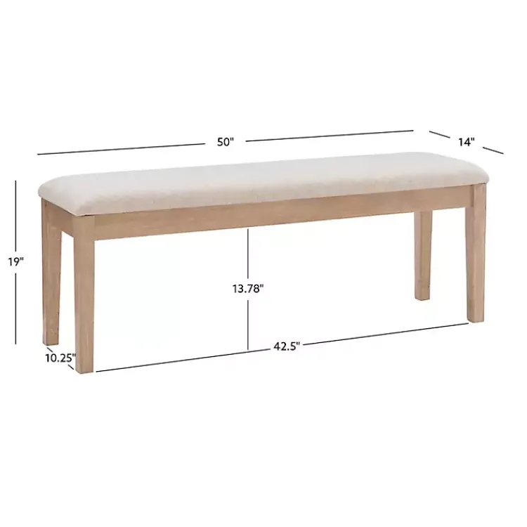 Benches & Ottomans-Kirklands Home Natural Wood and Upholstered Seat Bench Tan