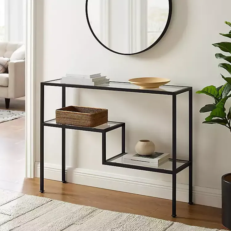 Console Tables-Kirklands Home Matte Multi Level Console Table Black