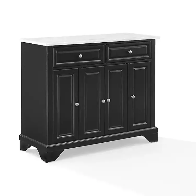 Kitchen Islands & Bar Carts-Kirklands Home Gia Black and White Marble Kitchen Island
