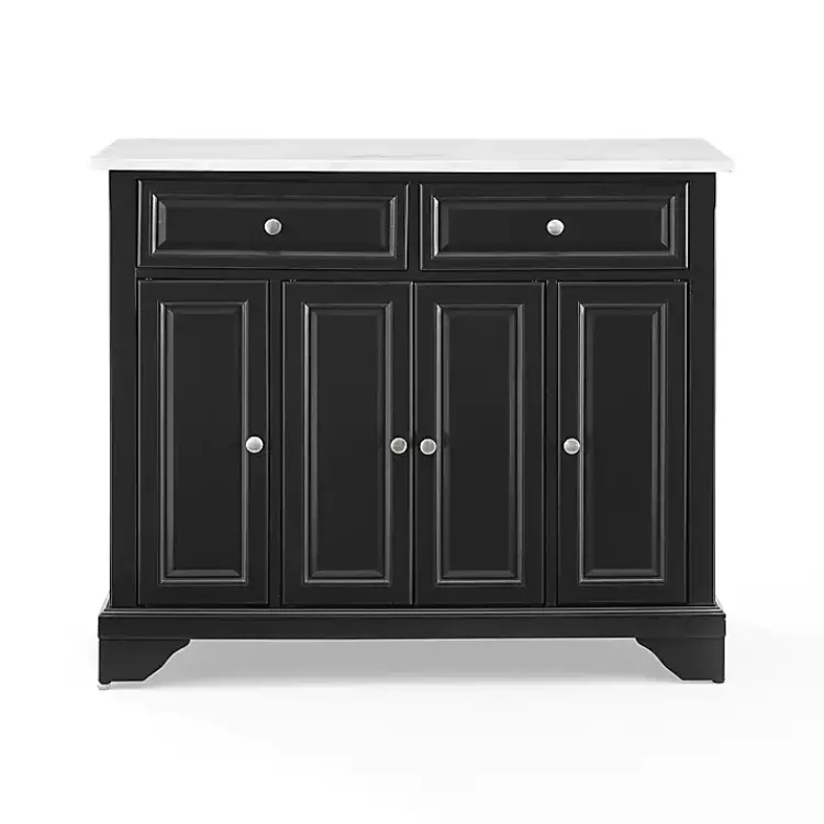 Kitchen Islands & Bar Carts-Kirklands Home Gia Black and White Marble Kitchen Island