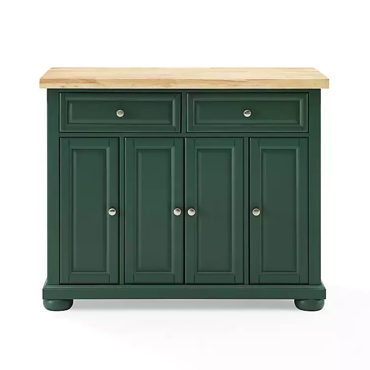 Kitchen Islands & Bar Carts-Kirklands Home Gia Forest Green Wood Kitchen Island