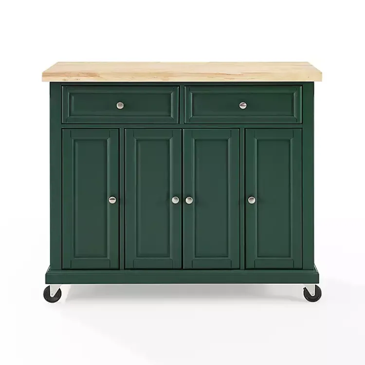 Kitchen Islands & Bar Carts-Kirklands Home Gia Forest Green Wood Kitchen Island