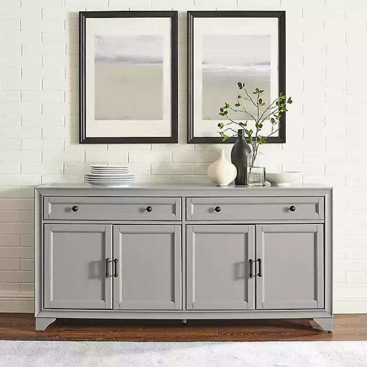 Cabinets & Sideboards-Kirklands Home Wood 4-Door Sideboard Cabinet Gray