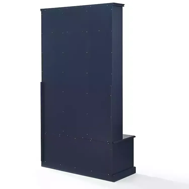 Entryway Furniture-Kirklands Home Navy Wood Storage Bench Hall Tree Blue