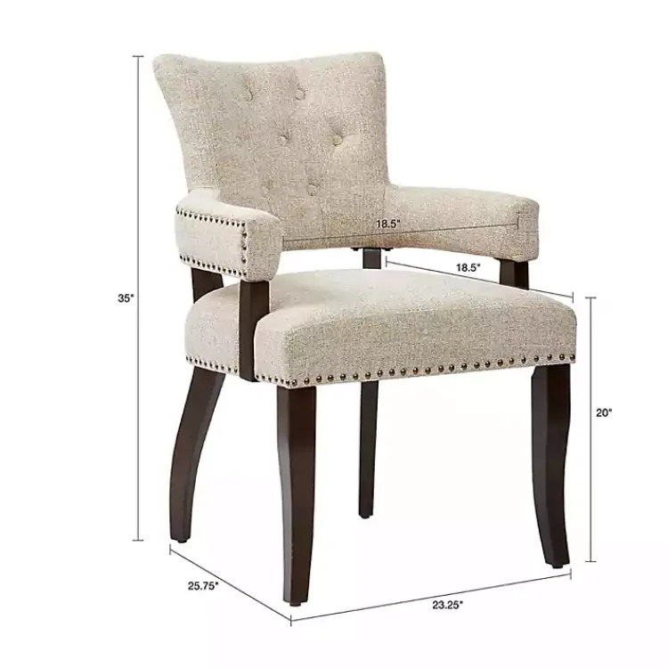 Dining Chairs-Kirklands Home Upholstered Tufted Dining Chairs, Set of 2 Ivory