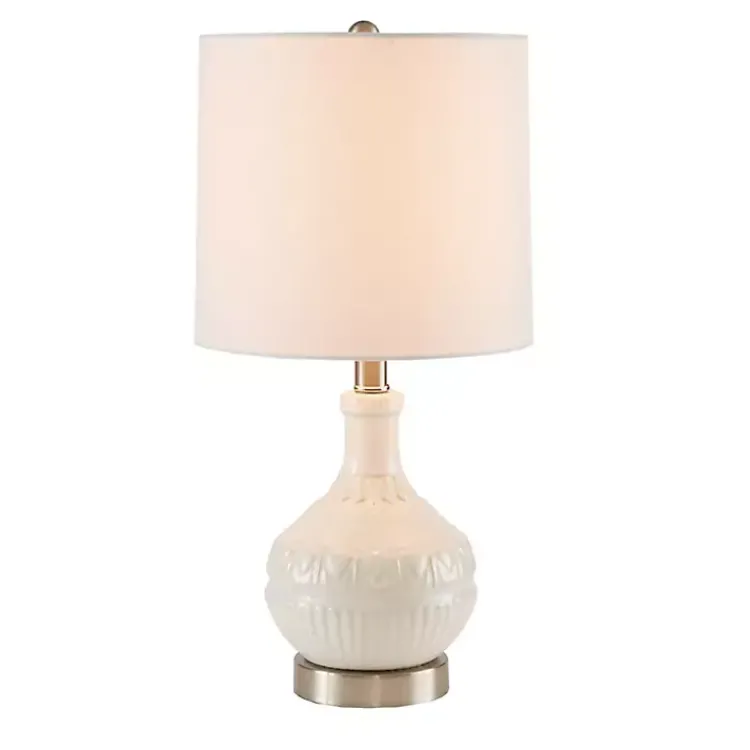 Table Lamps-Kirklands Home Ceramic Embossed Table Lamp White