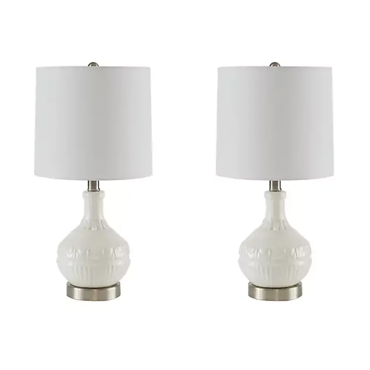 Table Lamps-Kirklands Home Ceramic Embossed Table Lamp White
