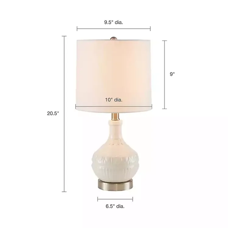 Table Lamps-Kirklands Home Ceramic Embossed Table Lamp White