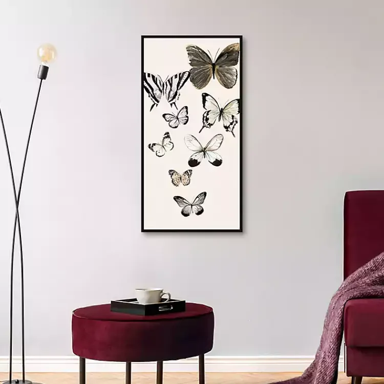 Framed Art-Kirklands Home Neutral Butterflies Framed Canvas Art Print
