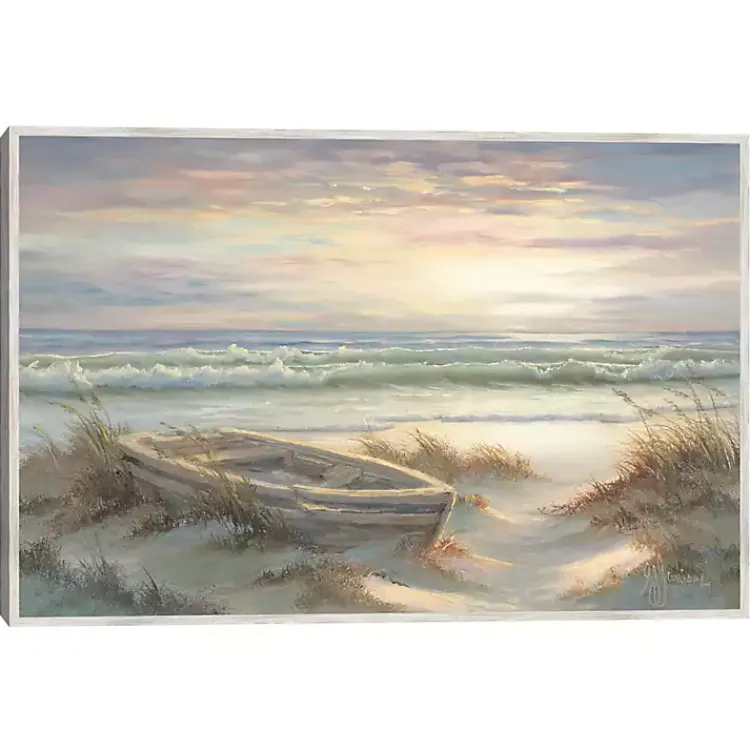 Framed Art-Kirklands Home Old Rowboat on the Shore Framed Canvas Art Print