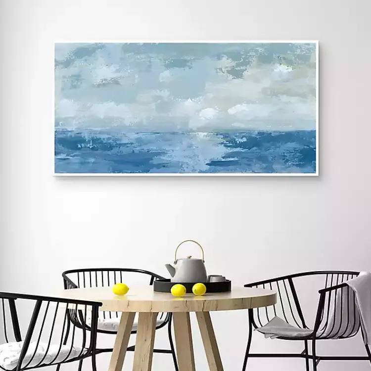Canvas Art-Kirklands Home Silver Sea Framed Canvas Art Print Blue
