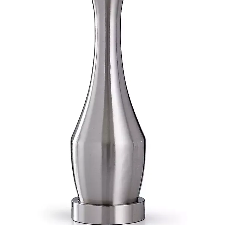Table Lamps-Kirklands Home Silver Metal Taper Table Lamp White