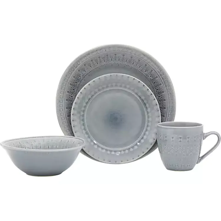Dinnerware-Kirklands Home Medallion 16-pc. Ceramic Dinnerware Set Gray