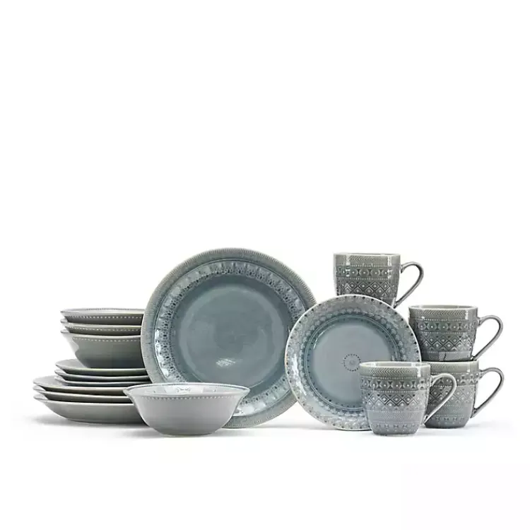 Dinnerware-Kirklands Home Medallion 16-pc. Ceramic Dinnerware Set Gray