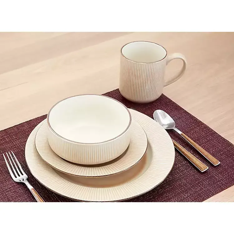 Dinnerware-Kirklands Home Betsy Cream Ribbed 16-pc. Dinnerware Set Tan