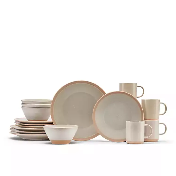 Dinnerware-Kirklands Home Sandy Beige Speckled 16-pc. Dinnerware Set Tan