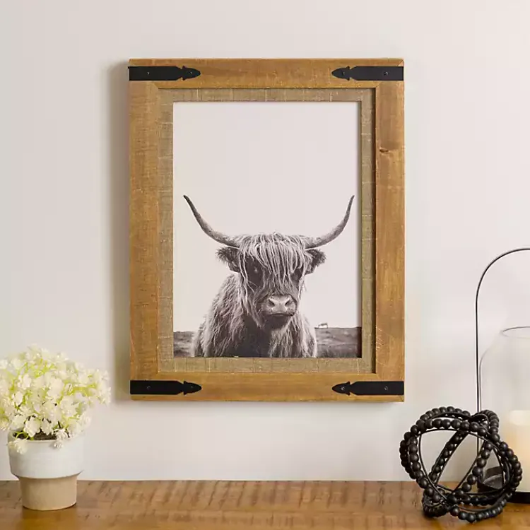 Framed Art-Kirklands Home Furry Highland Cow Framed Art Print