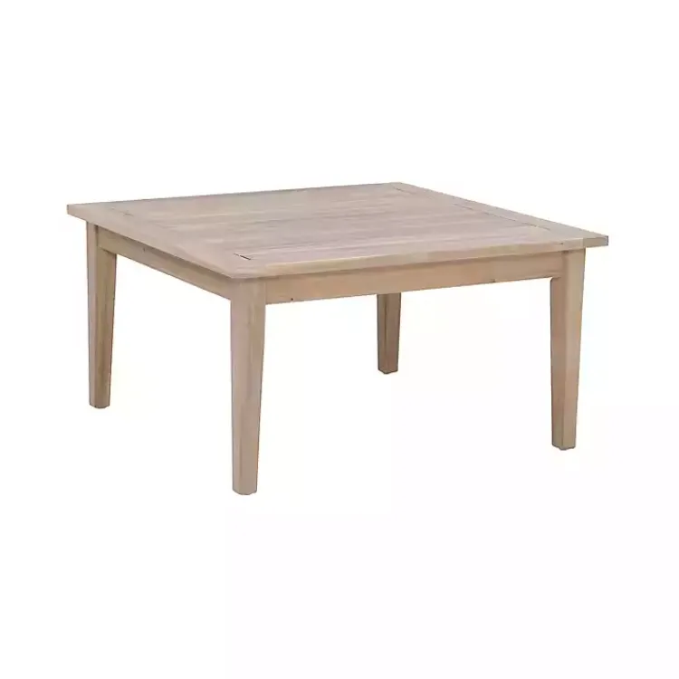Outdoor Tables-Kirklands Home Square Natural Wood Slatted Outdoor Coffee Table Tan