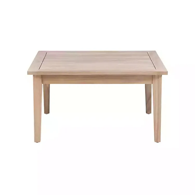 Outdoor Tables-Kirklands Home Square Natural Wood Slatted Outdoor Coffee Table Tan