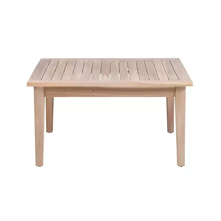 Outdoor Tables-Kirklands Home Square Natural Wood Slatted Outdoor Coffee Table Tan